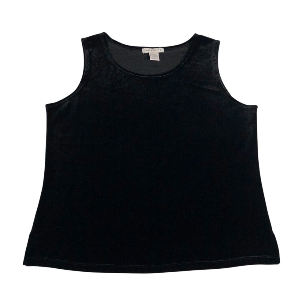VTG Y2K 90s Notations Velvet Top Women L Black Sleeveless Whimsigoth Goth Grunge